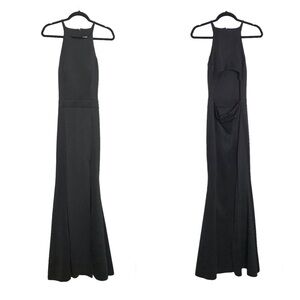 Kalinnu Black Halter Neck Maxi Dress Womens Size M Event Wedding Prom Formal